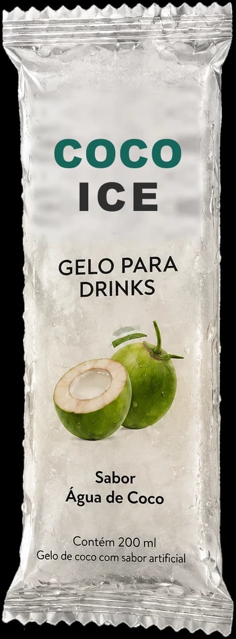 Embalagem Coco Ice Gelo para Drinks, sabor Água de Coco, 200 ml